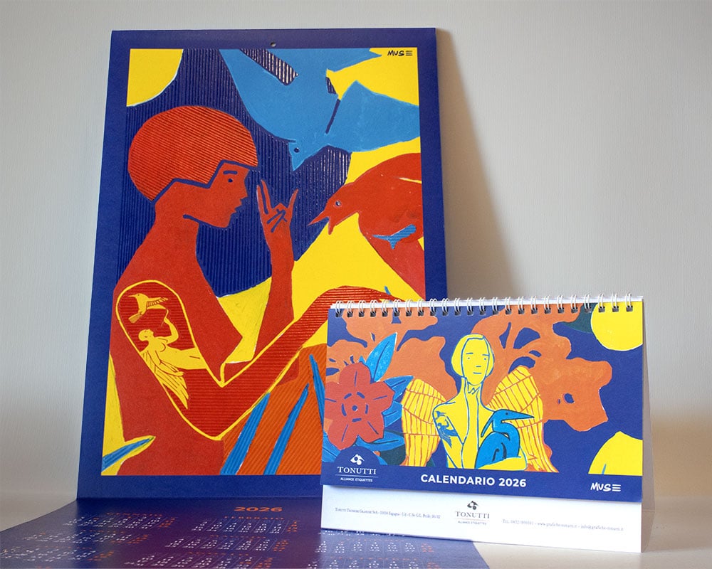 Il formato da muro e da tavolo del calendario Tonutti 2026.